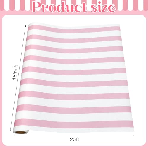 AmazingSpark Striped Table Runner Roll,Pink,50' Long X 16" Wide - color: Pink, size: 50' Long X 16" Wide