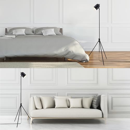 O'Bright Helios - Adjustable Tripod LED Floor Lamp, Dimmable, Swivel Head, Perfect for Reading and Task Lighting, Black - color: Black