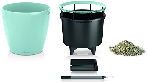 Lechuza Premium Classico 21cm High Gloss Skandinavian Blue Self Watering Traditional Round Planter Pot - color: Skandinavian Blue, size: D21 H20 cm
