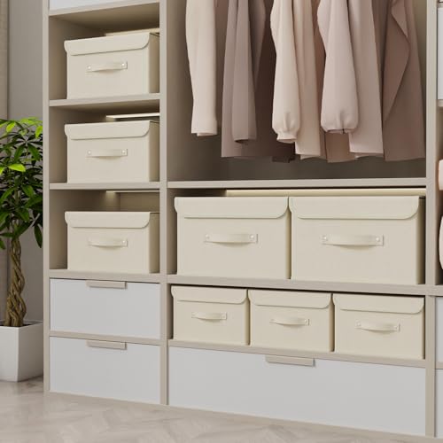 Cloth Storage Baskets with Handles,Beige 13x9.1x7.9in,1 Pack - color: Beige, size: 13x9.1x7.9in(1-pack)