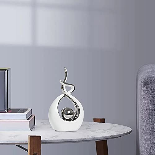 Norrclp Home Decor Modern Abstract Art Ceramic Statue Table Decorations - color: White and Silver, size: Small