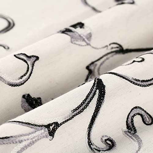 VOGOL Gray Vine Embroidered Curtain Tie-Up Balloon Shade, 42 x 63 - color: Grey, size: 42"W x 63"L (Pack of 1)