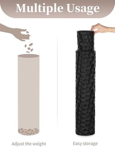 Sziqiqi Black Metal Floor Vase Hammered Standing for Living Room, Set of 3 - color: Black