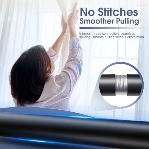 Black Curtain Rods for Windows 30 to 144 Inch(2.6-12 Feet), End Cap Style Adjustable 1 Inch Heavy Duty Outdoor/Indoor Modern Drapery Pole - size: 30"-144" 1 Pack