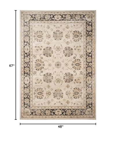 SAFAVIEH Vintage Collection Accent Rug - 4' x 5'7", Ivory & Brown, Oriental Distressed Design, Non-Shedding & Easy Care, Ideal for High Traffic Areas in Entryway, Living Room, Bedroom (VTG575J) - color: Ivory/Brown, size: 4' x 5'7" (Rectangular)