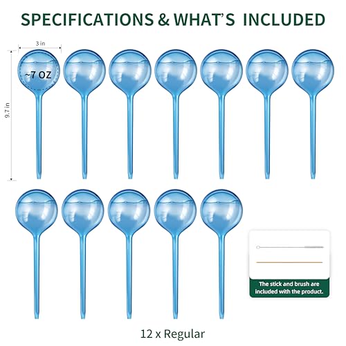 12-Pack Plastic Plant Watering Globes, Self Watering Spikes, Plant Waterer - size: M - 12 Pack