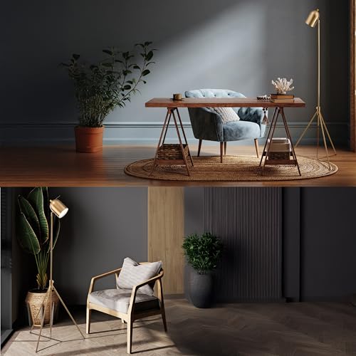 O'Bright Helios - Adjustable Tripod LED Floor Lamp, Dimmable, Swivel Head, Perfect for Reading and Task Lighting, Black - color: Black