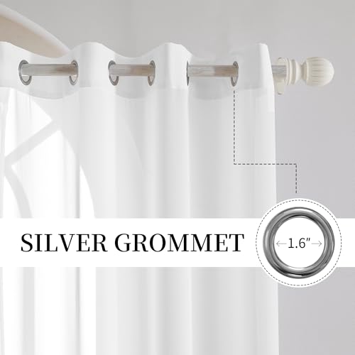 Extra Long Semi Sheer Curtains 168 Inches, Grommet 2 Story Drapes Light Filtering Tall Windows Drapes for High Living Room 1 Panel 52x168 White - color: White, size: 52"W x 168"L (Pack of 1)