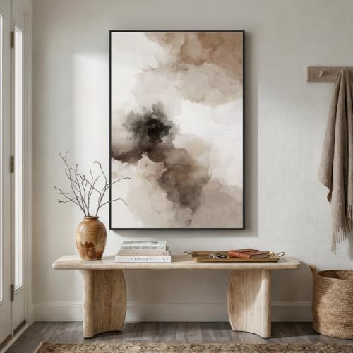 Extra Large Framed Brown Beige Abstract Wall Art for Living Room, 40x60 In - color: Brown B, size: 60"L x 40"W