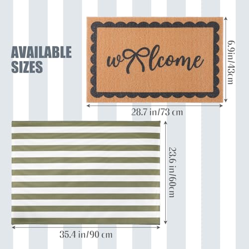 Tinideya 2 Pcs Green Welcome Layered Doormat Set Fall Front Porch Decor - color: Sage Green,black
