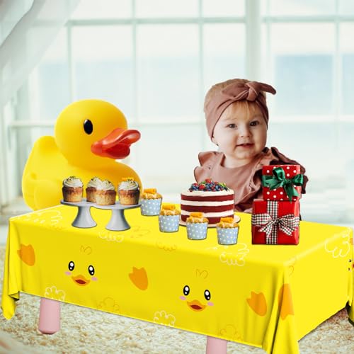3pcs Yellow Duckie Table Cover, Waterproof & Easy to Clean, 70.8x42.5 inches, Duck-themed Tablecloth for Parties, Baby Showers, Gender Reveals - color: Duck