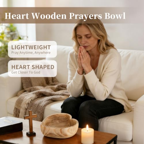 Hanobe 10" Heart Shaped Wood Decorative Bowl for Coffee Table Decor - size: 7.87 inches