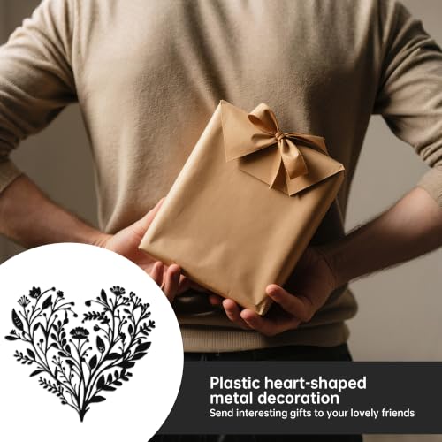 JEWLOVE Floral Heart Wall Art, Metal Flowers Decor | Heart filled with metal flowers and leaves; botanical wall decor for living room, bedroom; 12.2x11in; love, valentine gift