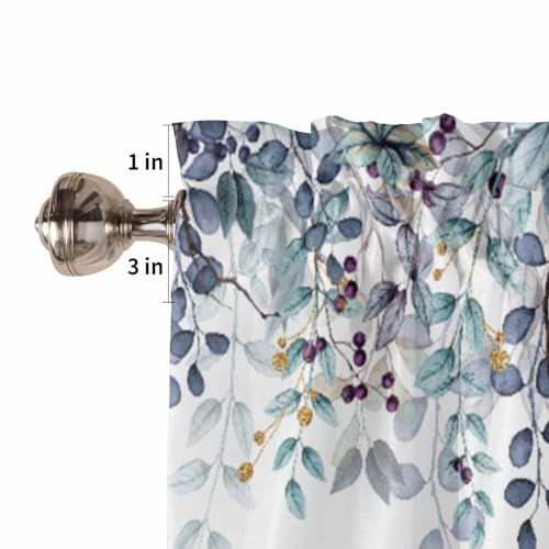 Dark Blue Eucalyptus Leaves Valances for Windows 1 Panel, 54x18 in - color: Eucalyptus Leaves-dark Blue, size: 54"W x 18"L (Pack of 1)