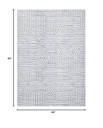 ROYHOME Modern Washable Rug 5x7 Area Rugs for Living Room Non Slip, Ash - color: Ash, size: 5' x 7' (Rectangular)