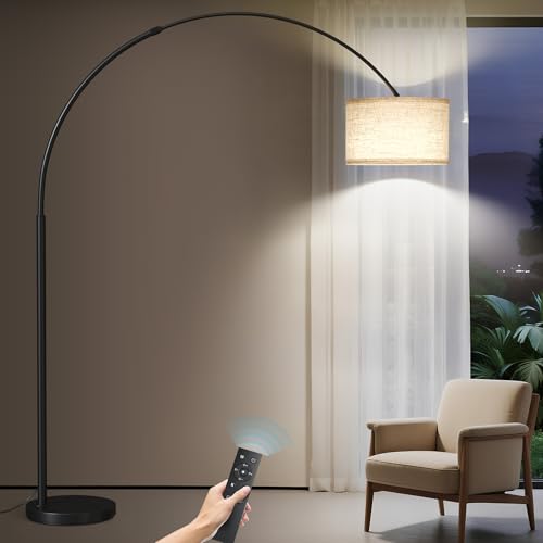 SUNMORY 82" Tall Arc Floor Lamp for Living Room, Large Standing Arched Lamp - color: Black(with remote control)