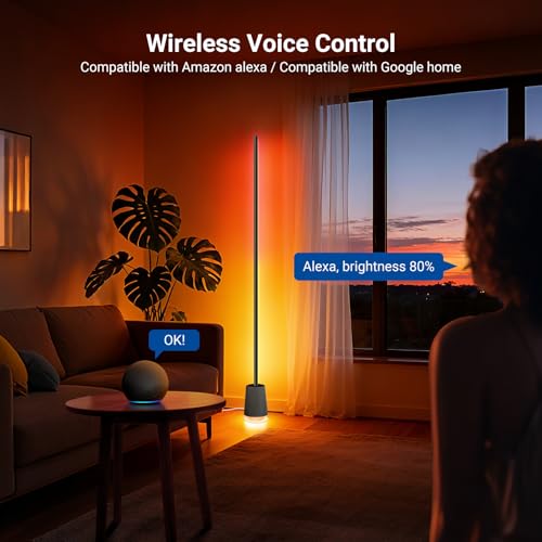 NEEWER NF06 RGB IC CW Smart Floor Lamp, 1500lm LED Standing Corner Light, APP/AI Design/Music Sync, 16 Million Color Ambient Lighting Compatible with Google and Alexa, Living Room Bedroom Home Decor