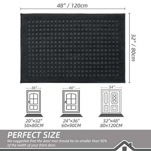 BEQHAUSE Dirt Trapper Door Mats 32"x48", Non Slip Washable, Black - color: Black, size: 32" X 48" (Rectangular)