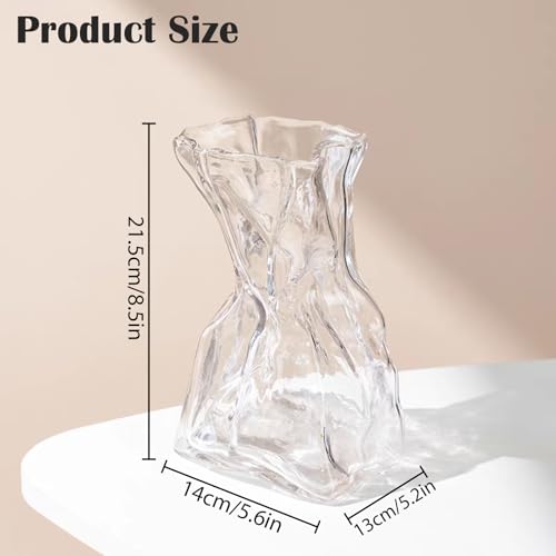 8.5IN Large Glass Vase, Irregular Clear Tall Flower vases for Centerpieces - color: Clear, size: Large