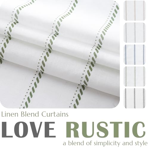 jinchan Linen Striped Tier Curtains for Kitchen Windows Cottage - color: Cottage Striped | Green, size: 26"W x 24"L (Pack of 2)