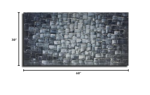 MyArton Large Abstract Silver Square Wall Art Hand Painted Modern Textured Oil Painting on Canvas Ready To Hang 60x30inch - color: Silver, size: 60"L x 30"W