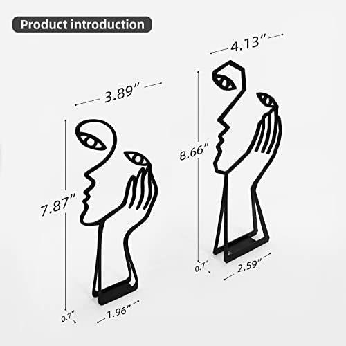 Creative Abstract Decor The Thinker Statue Face & Hand Statues and Sculptures,Metal Hand Crafted Meditation Abstract Modern Sculptures Office Desk Decor Keep Silence Figurine