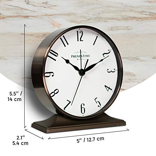 Presentime Lewis Mantel Alarm Clock - color: Bronze Finish, size: 5.5*5 inch