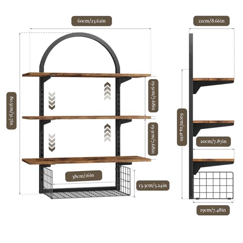 Floating Shelves Bathroom with Storage Basket,Decorative Wall Shelf - size: Arched