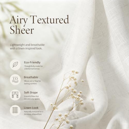 Jowels 천연 리넨 카페 커튼 길이 121.9cm(48인치) 주방 RV용 패널 2개 - color: 천연, size: 50"W x 48"L (Pack of 2)