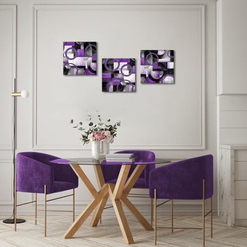HOMEOART Purple Wall Art Geometric Pictures Bathroom Wall Decor (Purple) - color: Purple