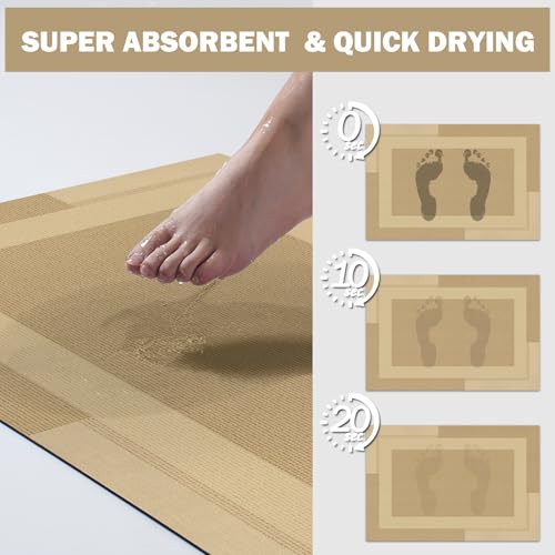 YDKGL Non Slip Bath Mat Large Thin Bathroom Rugs Fit Under Door Brown 24*48 - color: A- Brown, size: 24" x 48" (Rectangular)