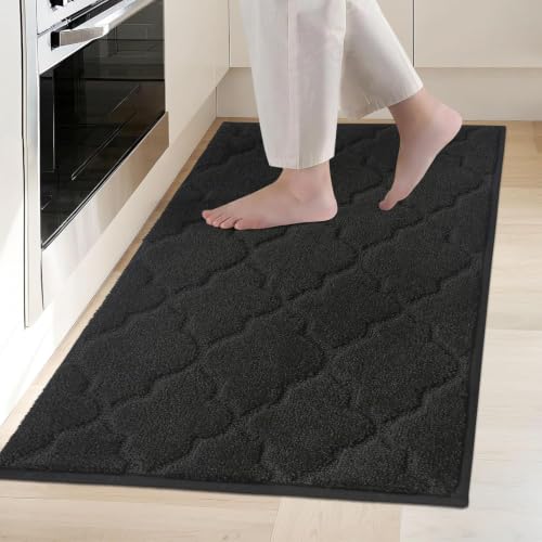COSY HOMEER Kitchen Rugs Non Slip Washable 20"x32",Black - color: Black, size: 20"X 32"