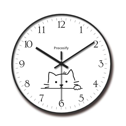 8 inch Decorative Wall Clock Battery Operated, White Cat - color: 2126-white Cat, size: 8 Inch