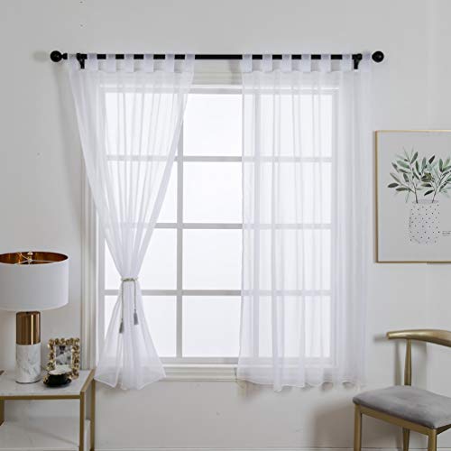 1 Panel Tab Top Voile Sheer Curtain, White, 69(H) X 55(W) in - color: White, size: 55"W x 69"L (Pack of 1)