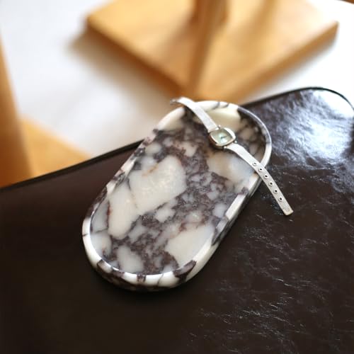 100% Natural Calaccata Viola Marble Tray, 10" x 5" Oval Tray - color: Viola-oval-10"x5"x0.7"