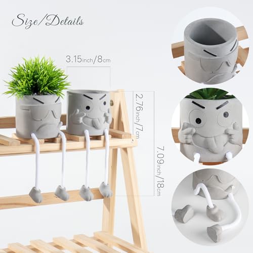 Uguisu 2pcs Cute Plant pots,Succulent pots,Indoor Succulent planters,Small planters for Home Decor,Room Shelf Desk Decor. About 2.5 inches. - color: Tongue/Smoking