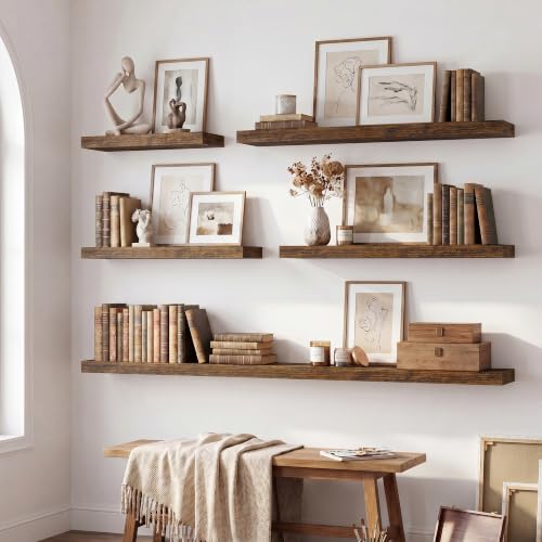 8 inch Deep Floating Shelves for Wall, 32" Wide, Rustic Brown, 2-Pack - color: Rustic Brown, size: 32"W x 8"D, 2p