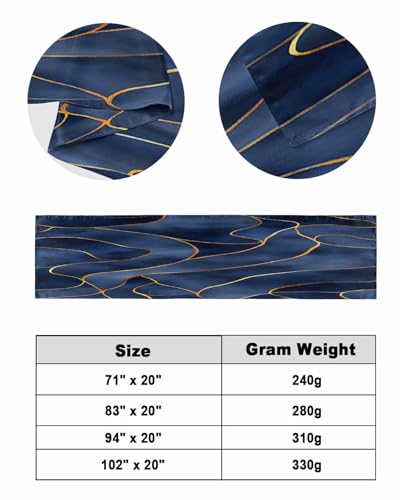 Navy Blue Gold Bed Runner Scarf Cal King Size,Boho Marble Abstract Geometric Striped Luxury Bed Throw Runners & Scarves for Twin Full Queen King Foot of Bed Bedroom Hotel Wedding Decoration,102"x20" - size: 102x20in,260x50cm