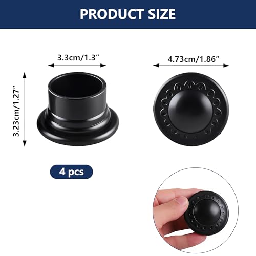 4 Pack Curtain Rod Finials for 1.1 Inch / 28mm Rods - Plastic Curtain Rod Ends Cap, Modern Decorative Drapery Pole End Plugs for Home Office Window Hardware (Black) - color: Black