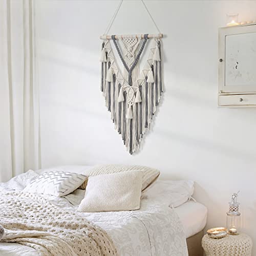 Dremisland Macrame Wall Hanging Boho Geometric Woven Tapestry Wall Decor - color: Grey