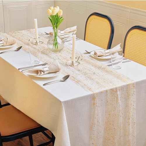 6 Packs Gold Table Runners 10 Ft, Sheer Cheese Cloth Tulle Birthday Decorations, Gold Foil Sequin Table Decoration Centerpiece for Party Birthday Wedding Anniversary Christmas - style: Gold