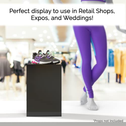 Acrylic Display Riser Box with One Open Side No Lid 12" x 12" x 19" Versatile Black Glossy Square Lucite Retail Product Platform or Merchandise Storage Bin No Assembly by Marketing Holders - size: 12" x 12" x 19" Cube-Glossy Black