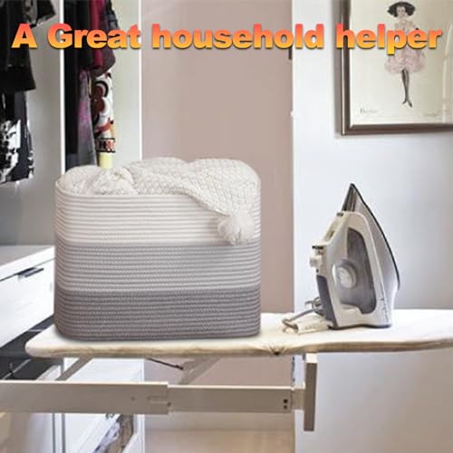 2 Pack Woven Storage Baskets for Closet, Toy Basket with Handles - color: Gradient Grey