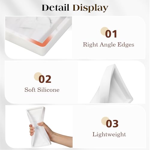 Luxspire 2 Pack Silicone Bathroom Tray 7.9" Vanity Tray, Marble White - color: Marble White, size: 7.87 × 3.94 × 0.79 in