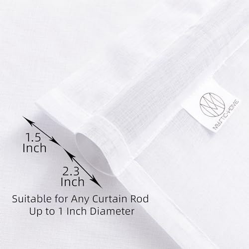 White Sheer Tulle Curtains - 4 Panel Sets, 63 Inch Long, Rod Pocket, for Bedroom & Living Room, 52 W x 63 L - color: White, size: 52"W x 63"L (Pack of 4)