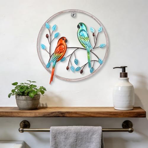 Newinhome Metal Parrot Wall Art Bird Decor - color: Parrots