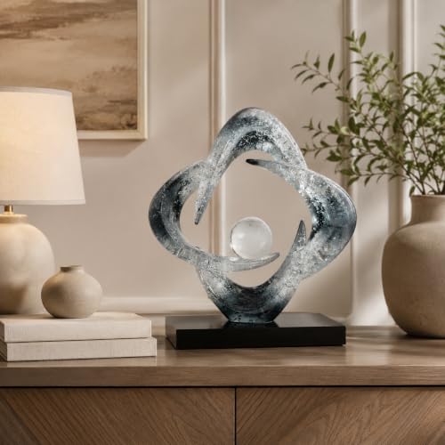 Abstract Art Sculpture, Resin Gold Decorative Statue, Modern White Ornaments for Living Room, Decorativas Modernas for Coffee Table/Entryway/Office Collectibles (Grey Foil) - color: Grey Foil