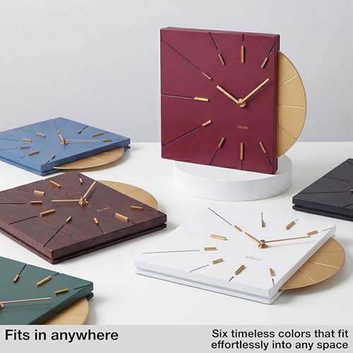 Driini Red and Gold Mid Century Modern Wall Clock, Battery Operated - color: Red