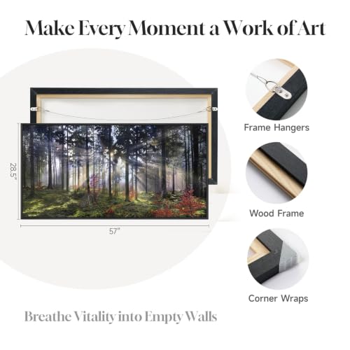 Large Framed Modern Forest Landscape Wall Art for Living Room, 60x30 Inch - color: Red Green