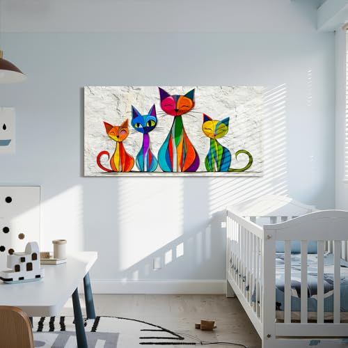 imjiayu Extra Large Canvas Art Modern Abstract Animal Paintings 29"x57" - color: Geometric Kitten, size: 57"L x 29"W
